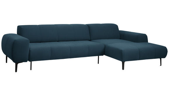 ECKSOFA in Chenille Blau 311/167 cm - Blau/Schwarz, Design, Textil/Metall (311/167cm) - Xora