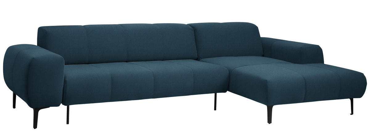 ECKSOFA in Chenille Blau  - Blau/Schwarz, Design, Textil/Metall (311/167cm) - Xora