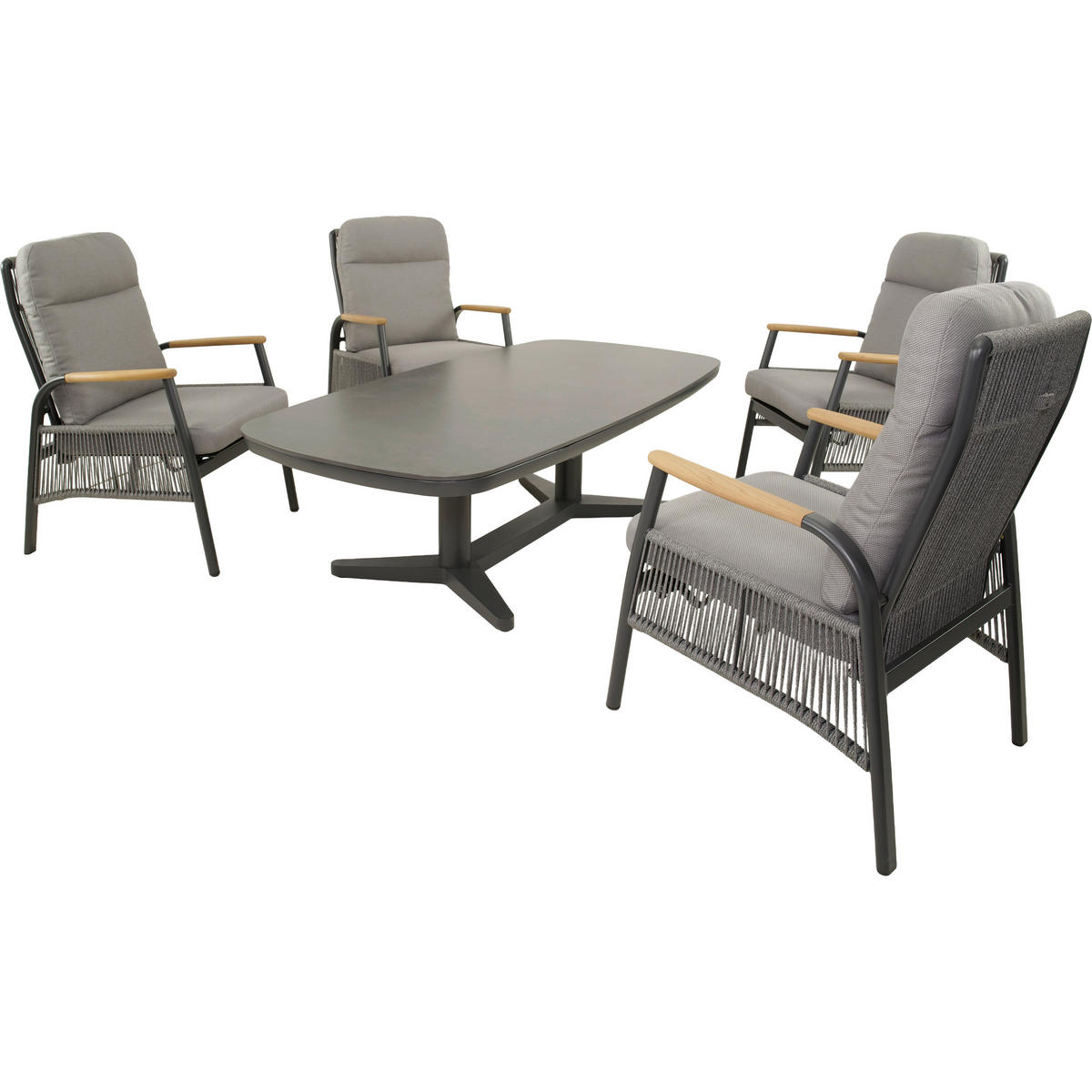 GARTENTISCH 180/90/53-74 cm Metall, Keramik oval  - Anthrazit, MODERN, Keramik/Metall (180/90/53-74cm) - Ambia Garden