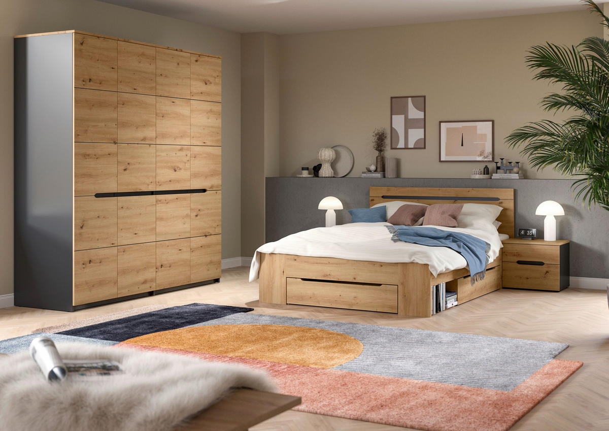 SCHLAFZIMMER Grau, Eiche Artisan  - Eiche Artisan/Grau, MODERN, Holzwerkstoff - MID.YOU