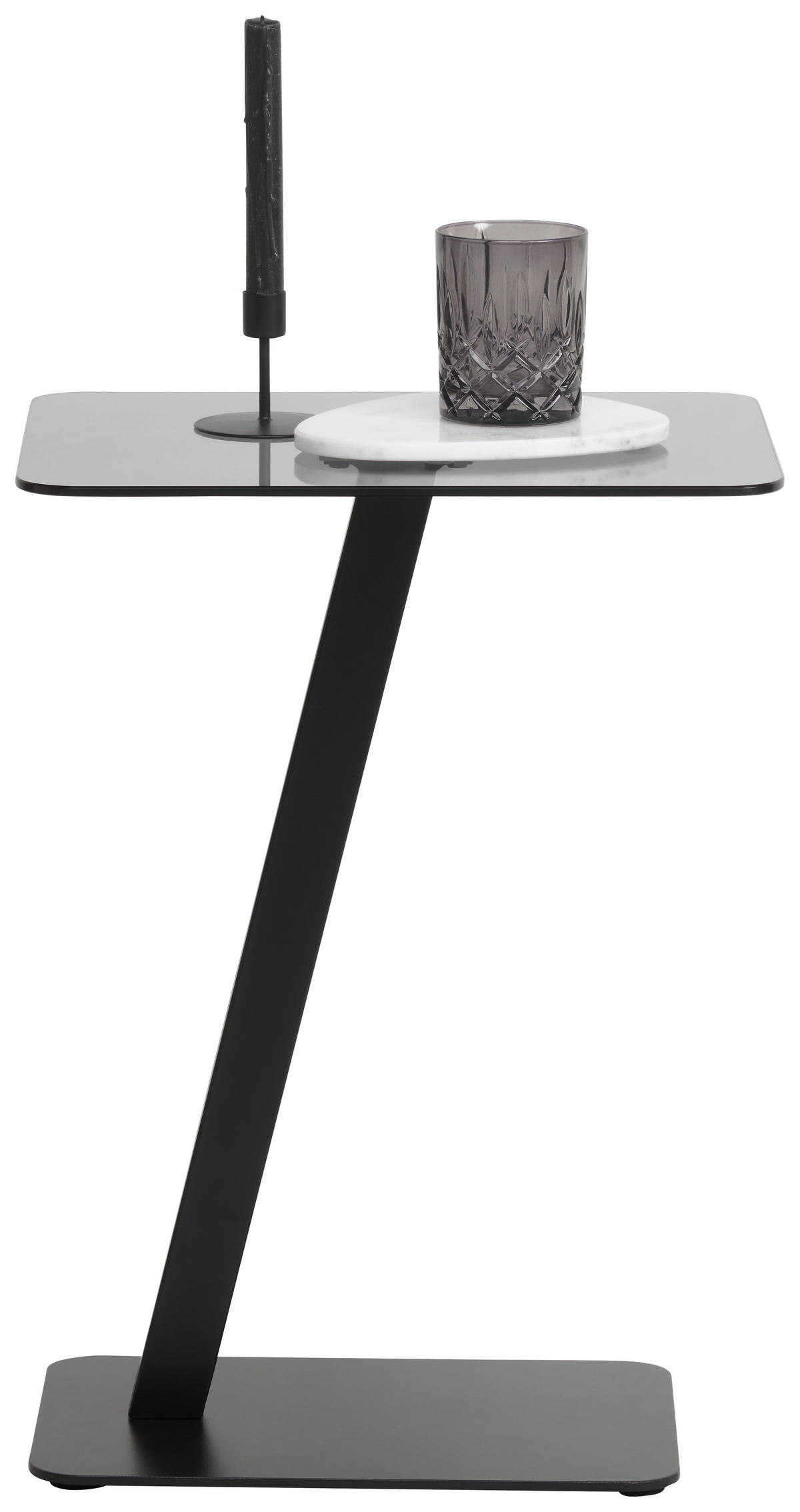 SIDOBORD i metall, glas 40/30/55 cm  - svart/grå, Design, metall/glas (40/30/55cm) - Carryhome