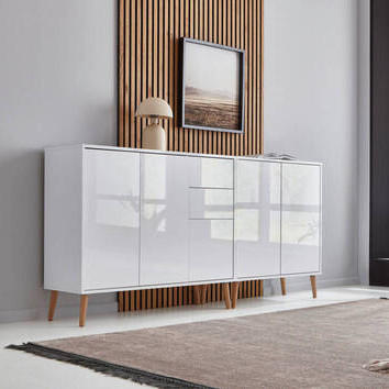 SIDEBOARD Mailand Set 10 + HF  in 184,5/86/33 cm  - Weiß Hochglanz/Weiß, MODERN, Holz/Holzwerkstoff (184,5/86/33cm) - MID.YOU