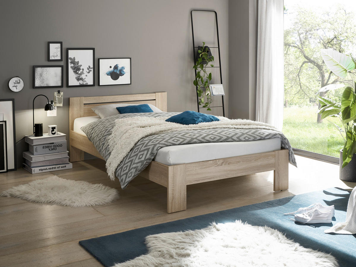 BETT 120/200 cm  in Sonoma Eiche  - Sonoma Eiche, KONVENTIONELL (120/200cm) - Boxxx