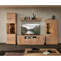 WOHNWAND  in Eschefarben, Braun, Eiche Artisan  331/205/50 cm  - Anthrazit/Eschefarben, Natur, Glas/Holz (331/205/50cm) - Linea Natura