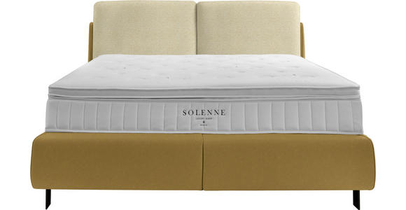BOXSPRINGBETT 180/200 cm  in Creme, Senfgelb  - Senfgelb/Creme, Design, Textil/Metall (180/200cm) - Johann Jakob