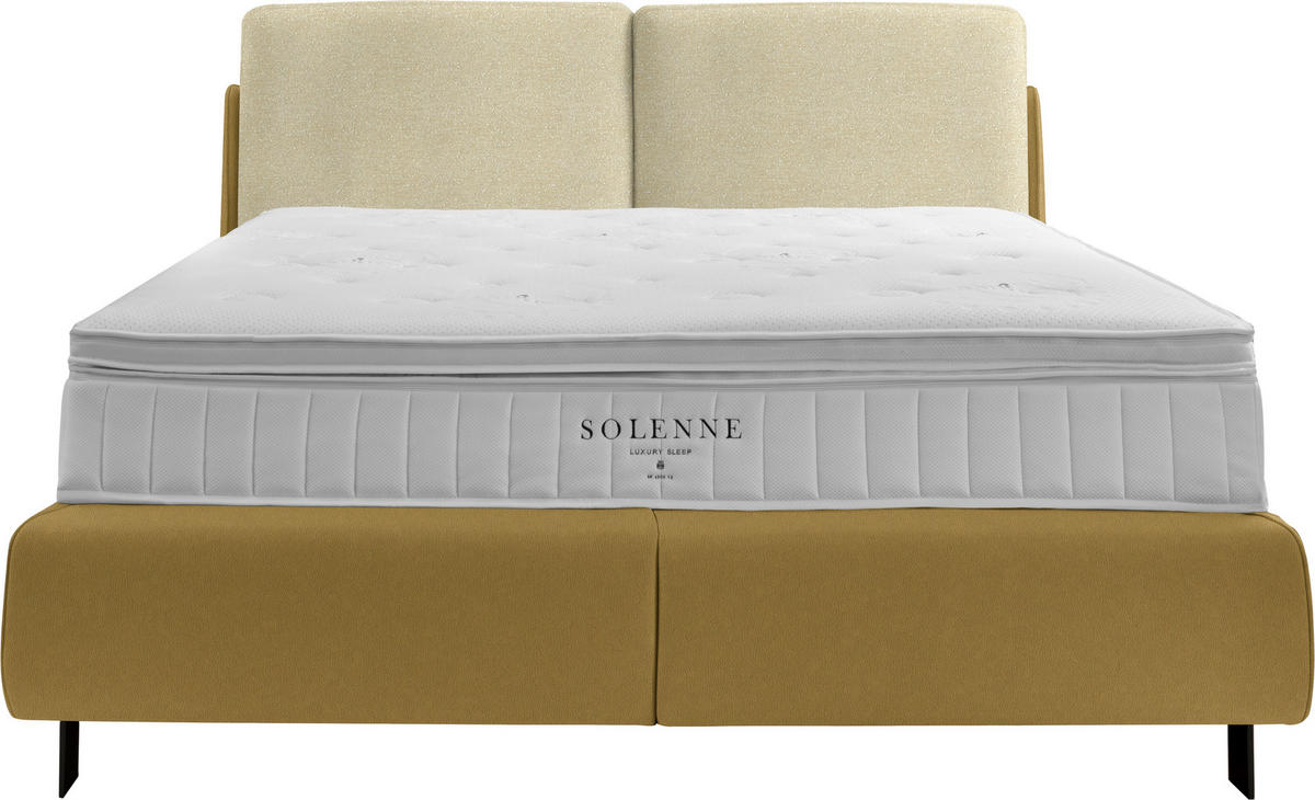 BOXSPRINGBETT 180/200 cm  in Creme, Senfgelb  - Senfgelb/Creme, Design, Textil/Metall (180/200cm) - Johann Jakob