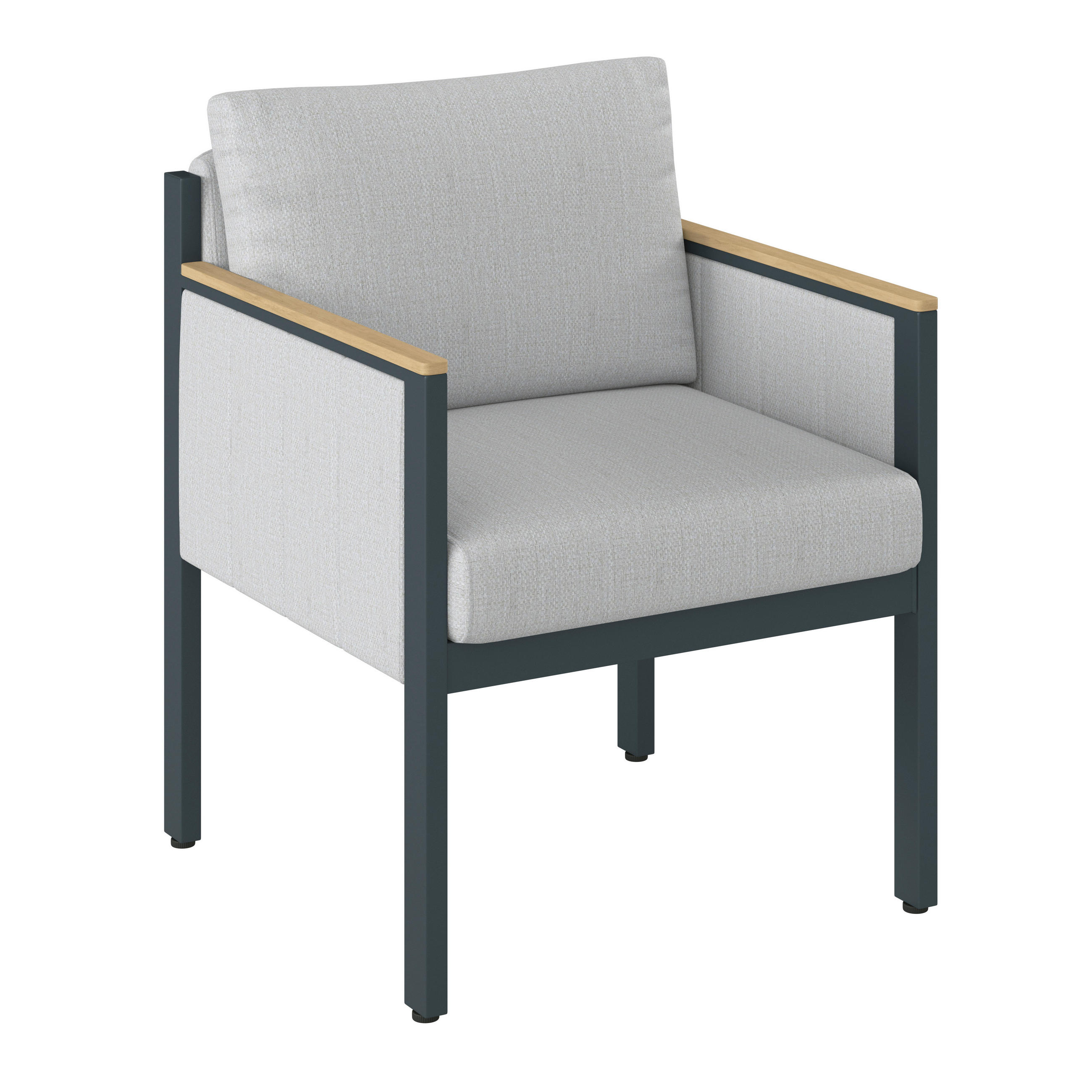 Dieter Knoll Loungesessel Anthrazit, Grau, Teak 61.5x73x65 cm