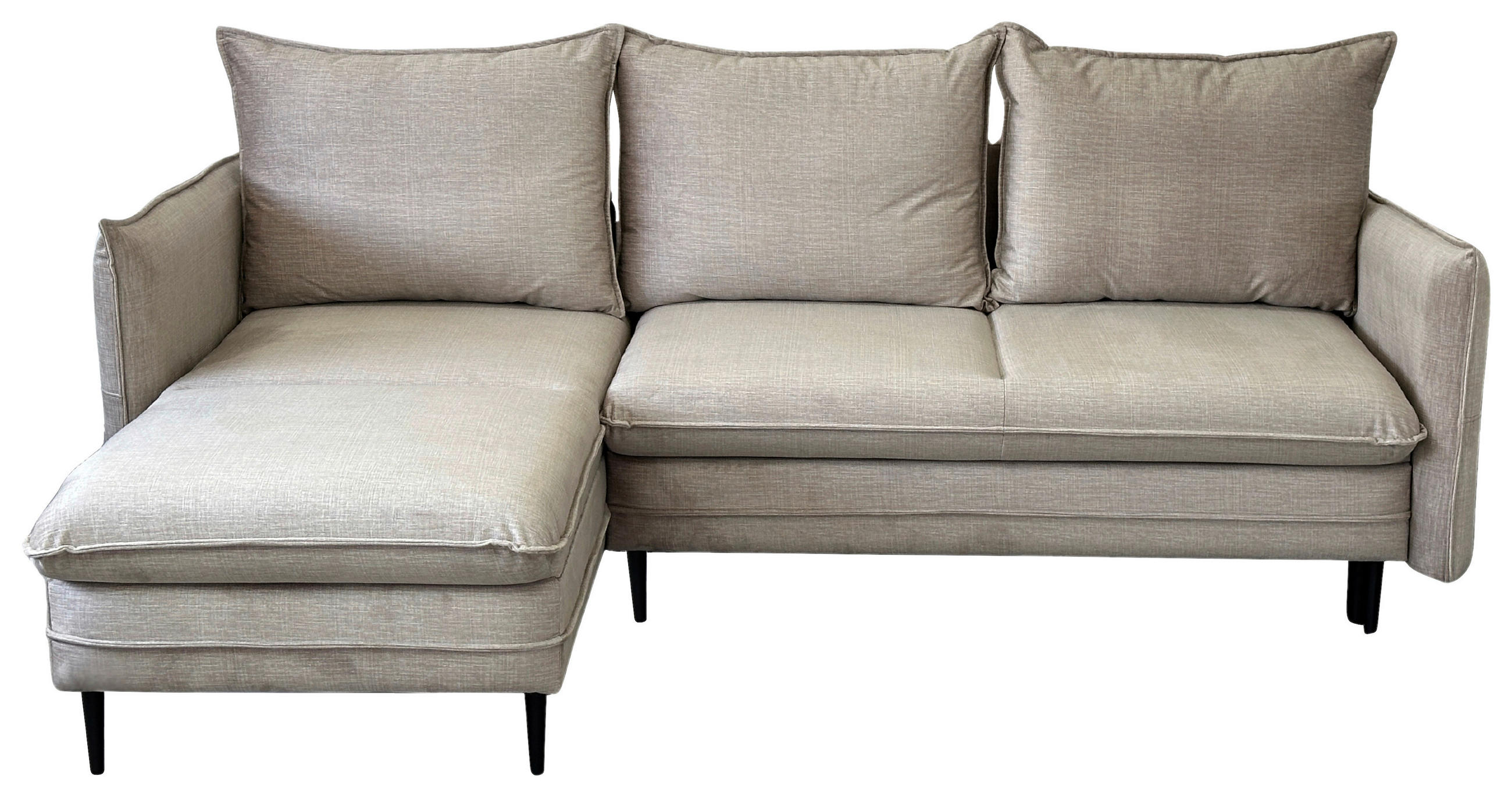 ECKSOFA Beige Flachgewebe  - Beige/Schwarz, Design, Holz/Kunststoff (170/235cm) - MID.YOU