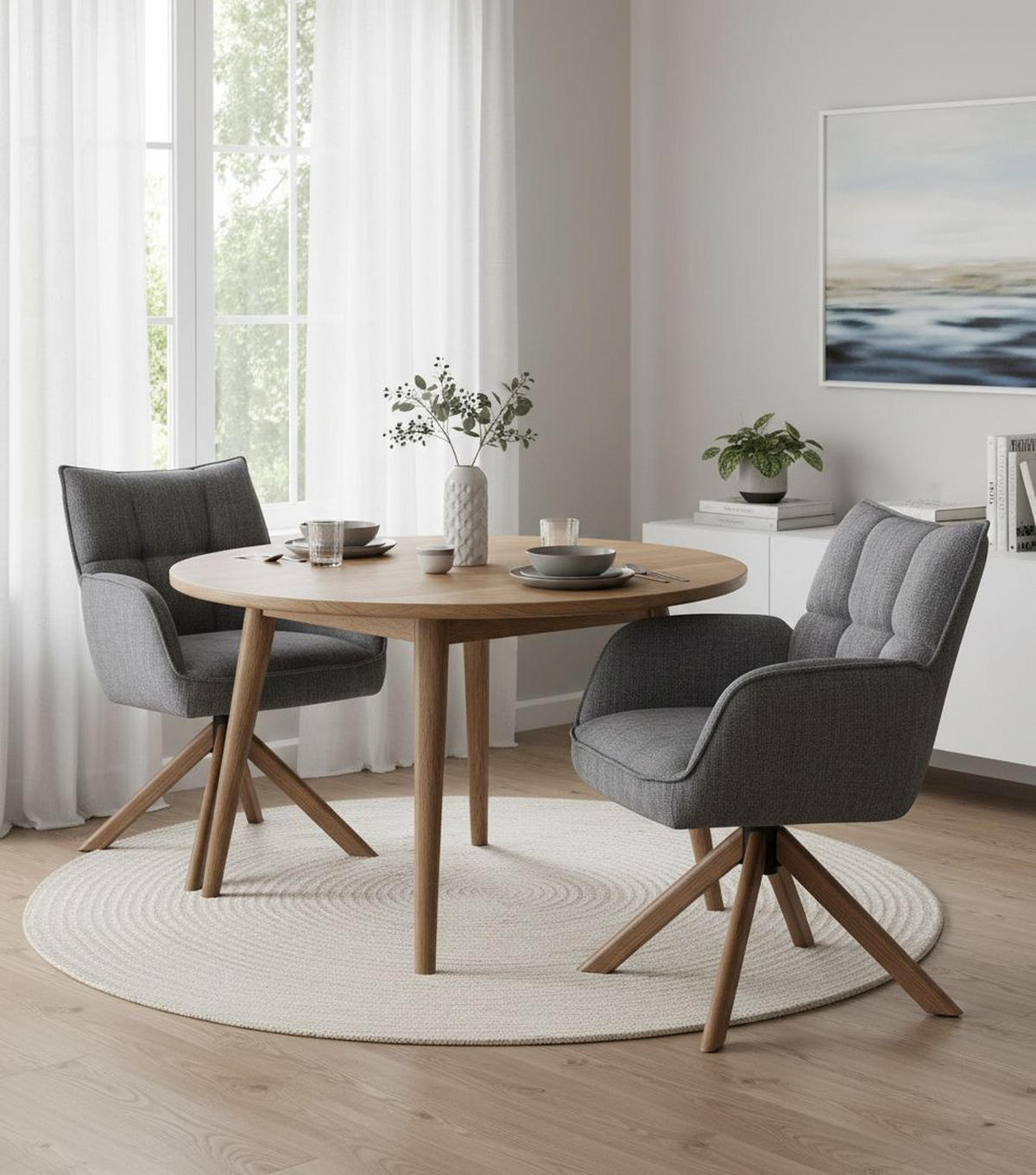 ARMLEHNSTUHL-SET 2 Stück  in Chenille  - Graphitfarben/Naturfarben, MODERN, Holz/Textil (59/86/65cm) - Livetastic