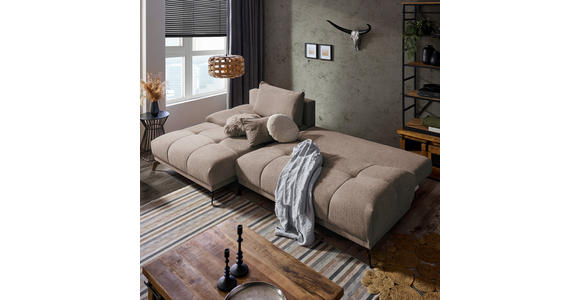 ECKSOFA in Chenille Hellbraun  - Hellbraun/Schwarz, MODERN, Textil/Metall (182/290cm) - Hom`in