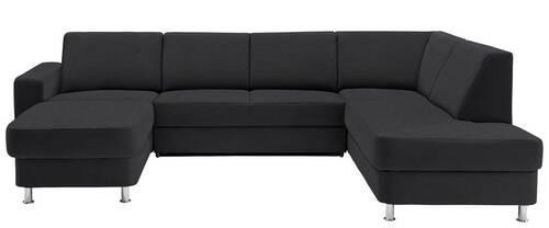 WOHNLANDSCHAFT Dunkelgrau Chenille  - Chromfarben/Dunkelgrau, Design, Kunststoff/Textil (165/301/198cm) - Xora