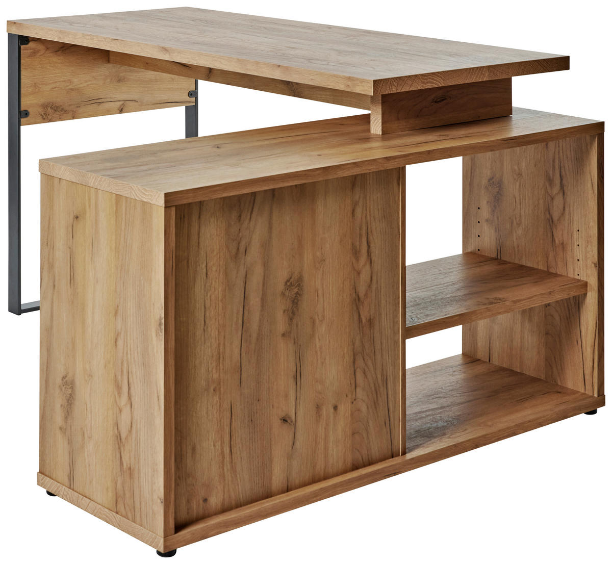 ECKSCHREIBTISCH 150/120/76 cm  in Anthrazit, Eichefarben  - Eichefarben/Anthrazit, MODERN, Holzwerkstoff/Metall (150/120/76cm) - Livetastic