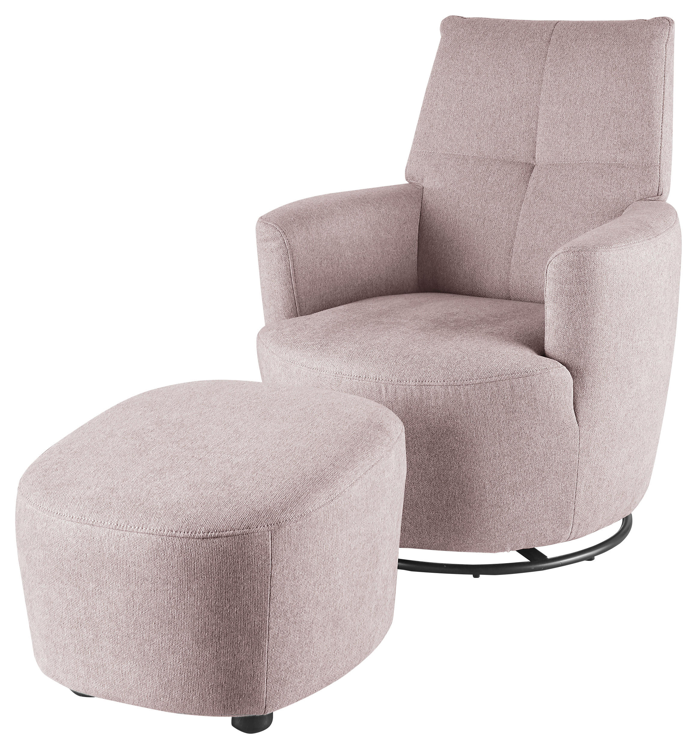 HOCKER Webstoff Hellrosa  - Hellrosa/Schwarz, Design, Kunststoff/Textil (54/41/57cm) - SetOne by Musterring