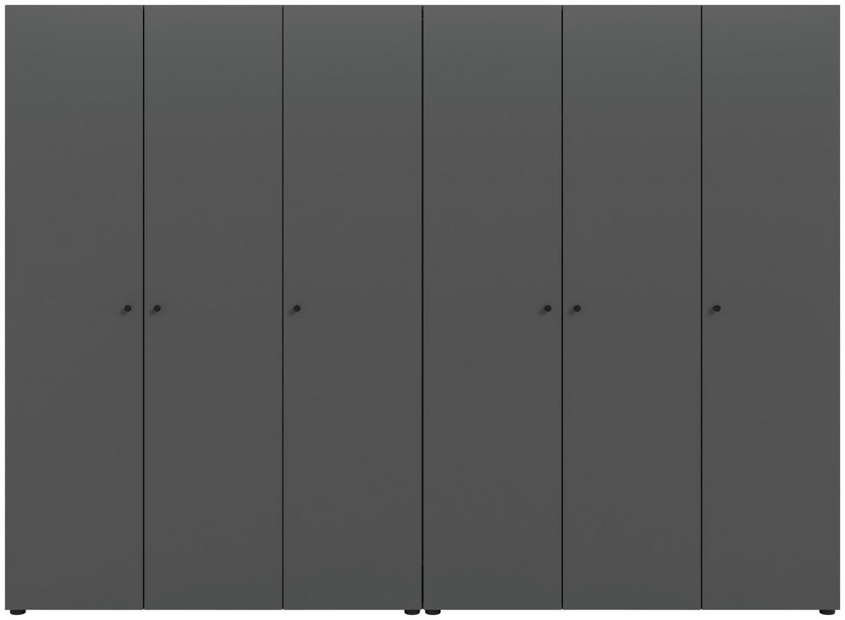 DREHTÜRENSCHRANK 240/176/51 cm,  in Anthrazit, 6-türig  - Anthrazit/Schwarz, MODERN, Holzwerkstoff/Kunststoff (240/176/51cm) - MID.YOU