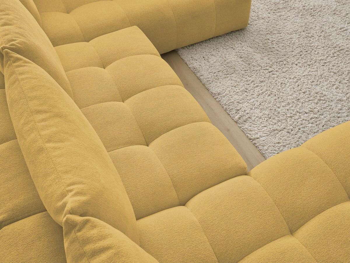 ECKSCHLAFSOFA EVEREST  mit Rücken echt, Armteil links, Armteil rechts Flachgewebe Gelb  - Gelb/Schwarz, MODERN, Kunststoff/Textil (198/423/212cm)