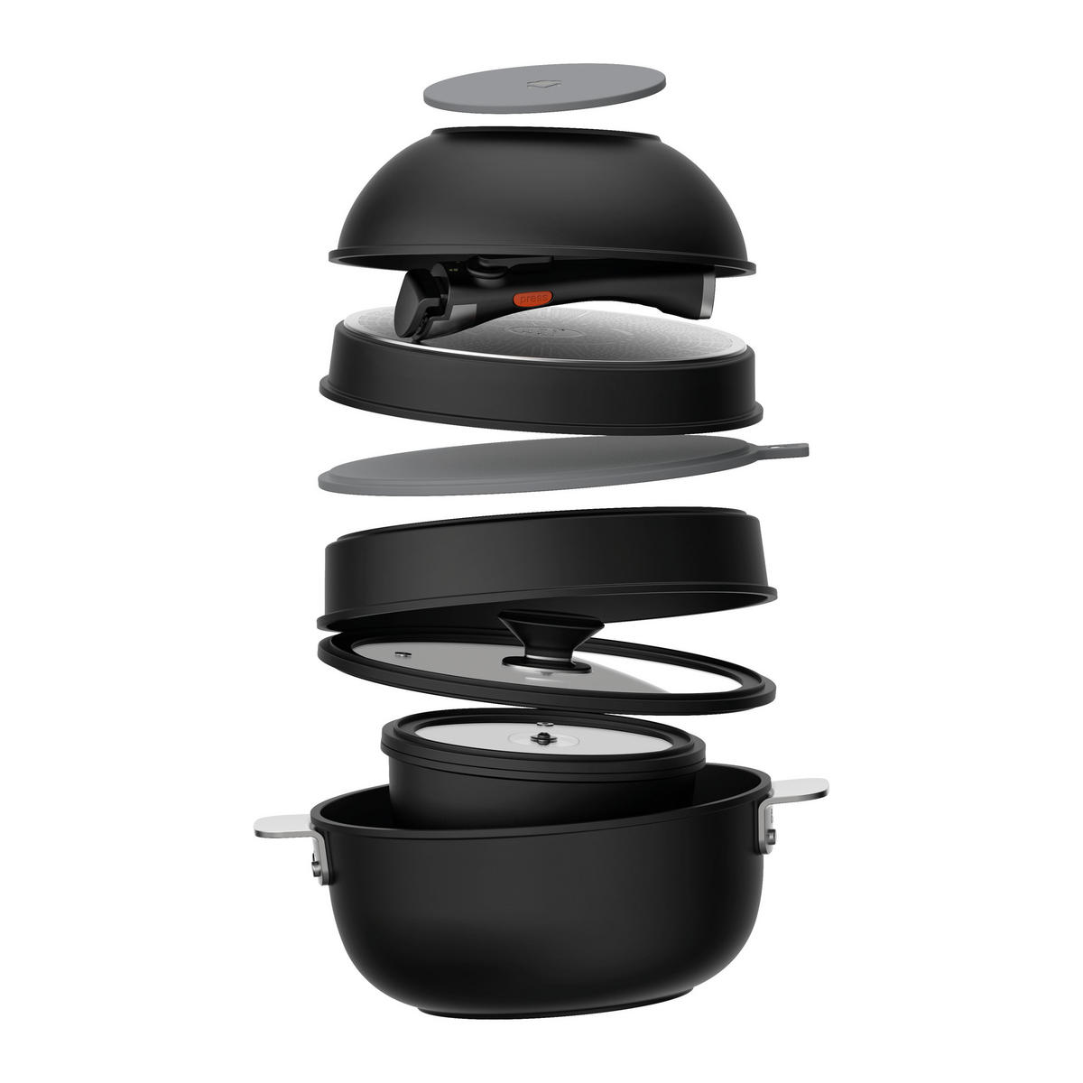KOCHTOPFSET 10-teilig  - Schwarz, Basics, Glas/Metall (30.3/32/32.6cm) - Masterpro