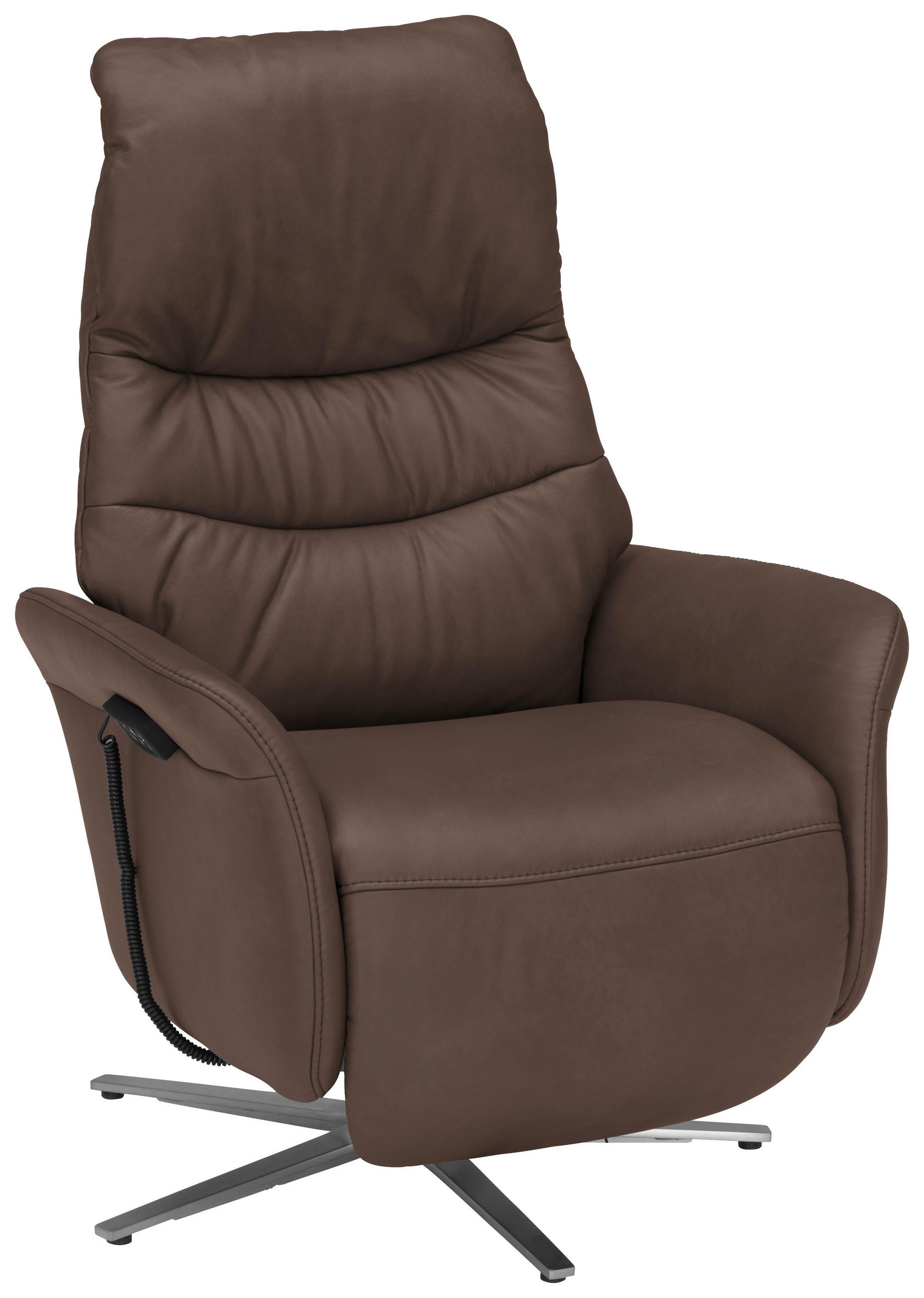RELAXSESSEL in Leder Dunkelbraun  - Edelstahlfarben/Dunkelbraun, Design, Leder/Metall (78/117/89cm) - Himolla Komfortklass