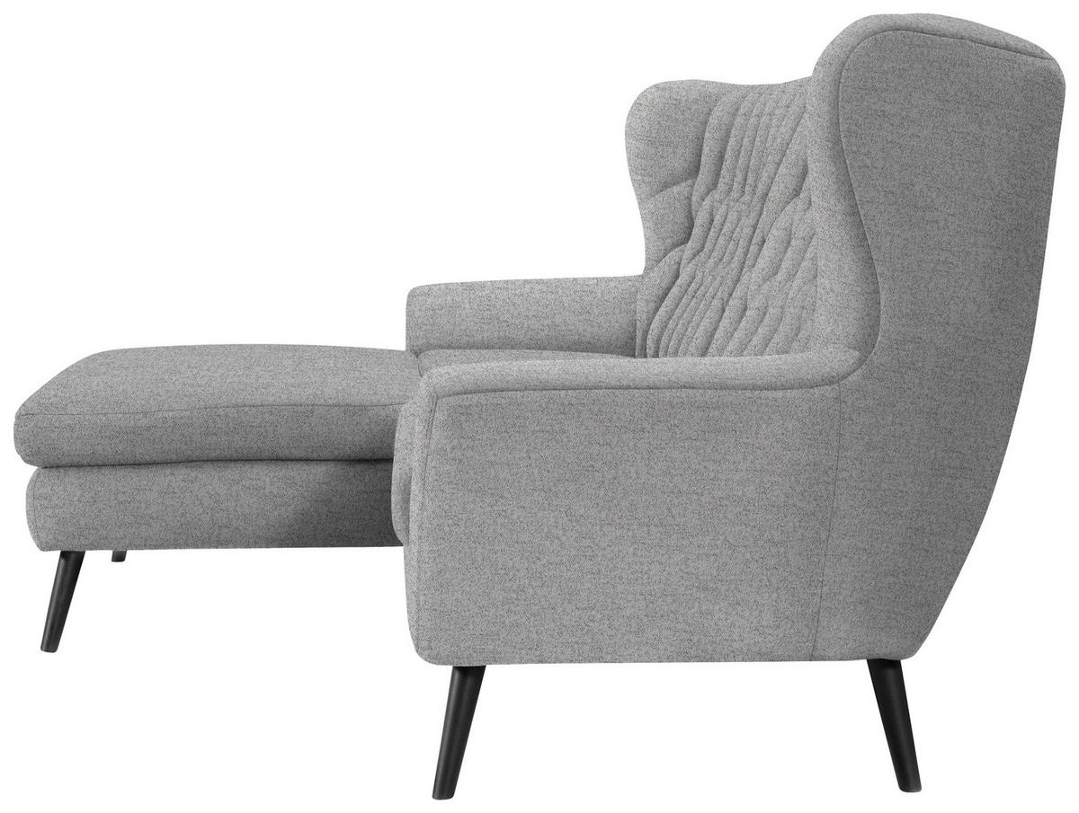 ECKSOFA Grau Flachgewebe  - Schwarz/Grau, Design, Holz/Textil (165/237cm) - Stylife