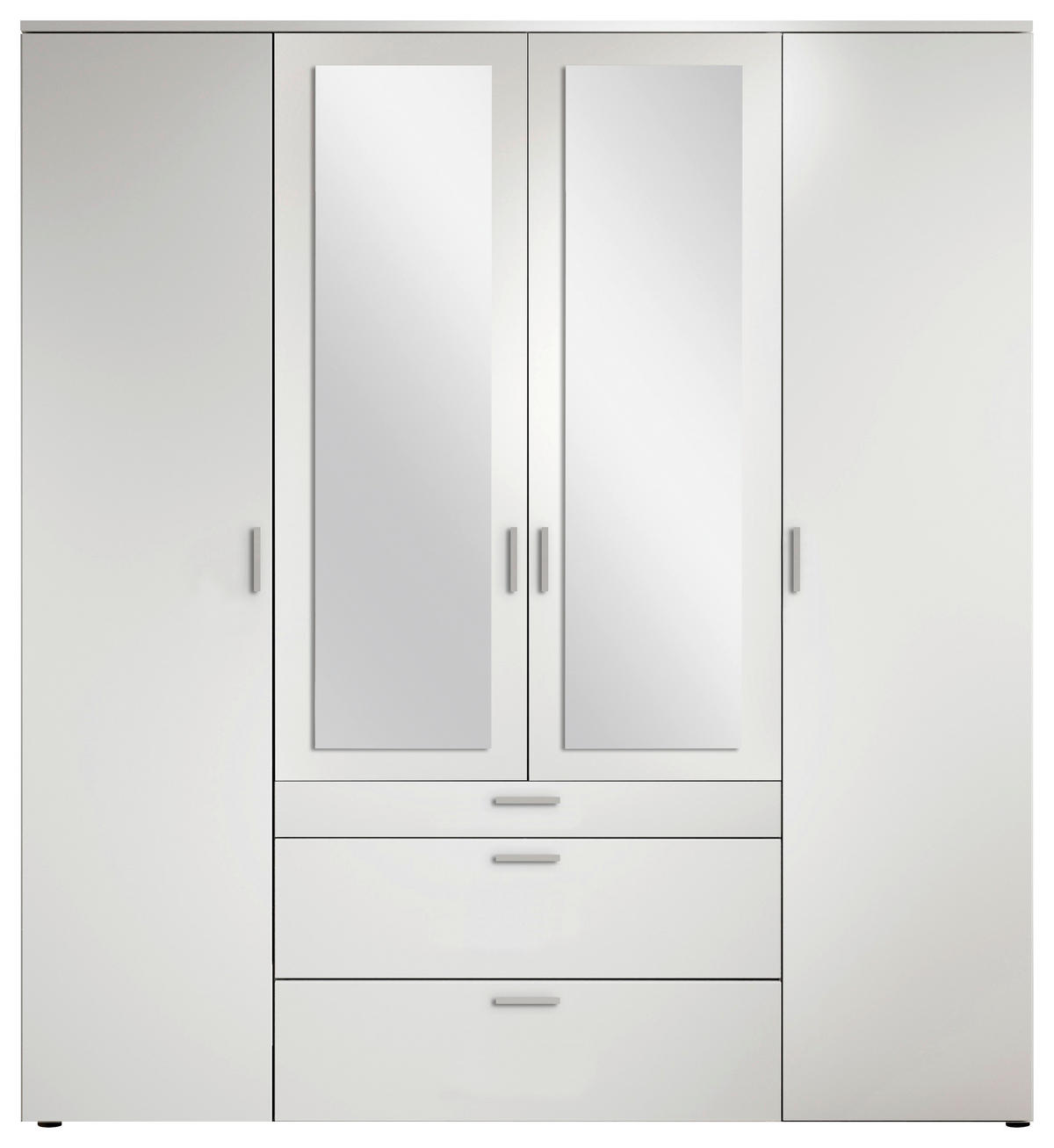 DREHTÜRENSCHRANK in Weiss  - Weiss/Alufarben, Modern, Glas/Holzwerkstoff (180/195/56cm) - Livetastic