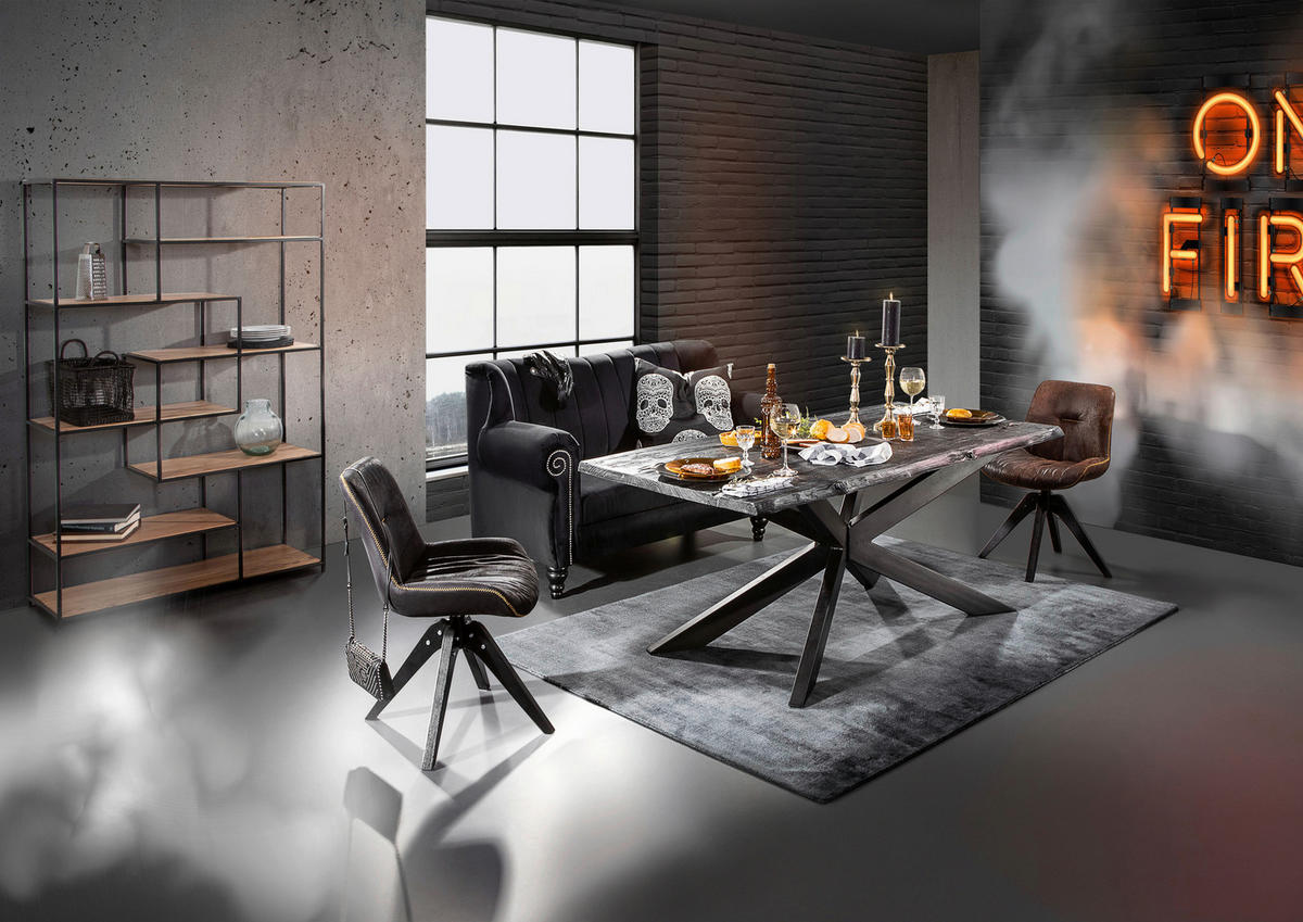 2-SITZER-SOFA in Chenille Schwarz  - Schwarz, Design, Holz/Textil (168/96/75cm) - Ambia Home