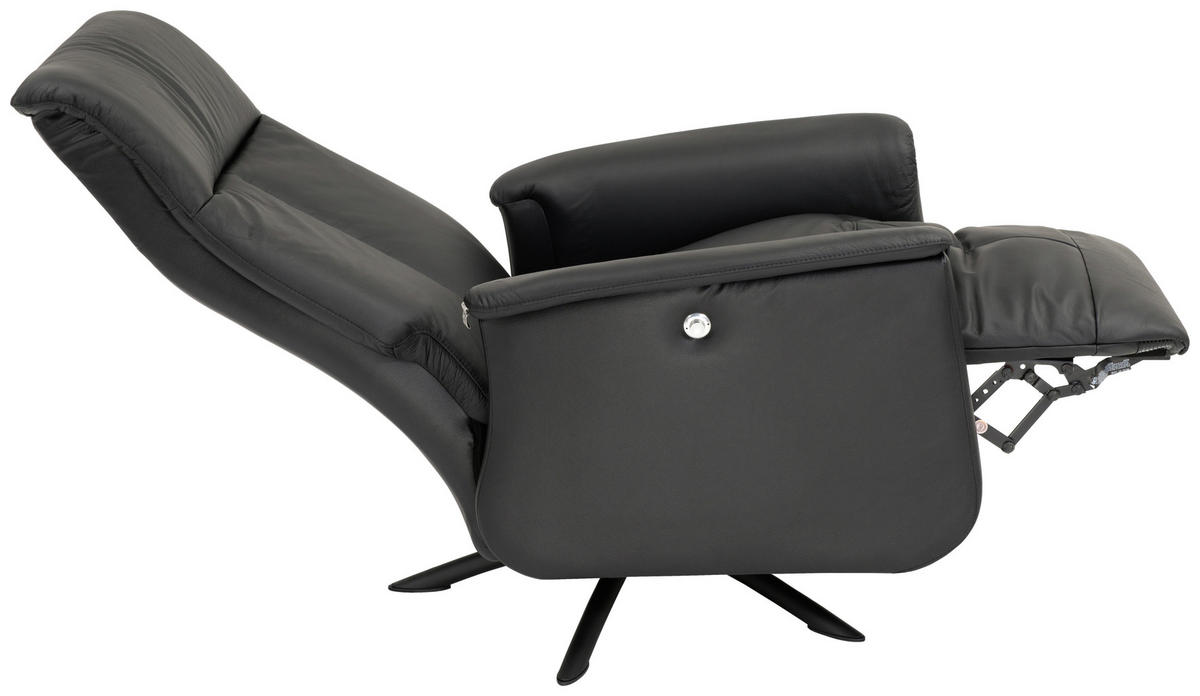 FÅTÖLJ i trä, metall, läder svart  - svart, Design, metall/läder (77/106/87cm) - Welnova