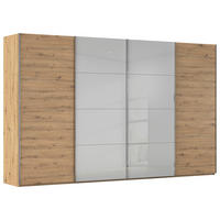 SCHWEBETÜRENSCHRANK 361/223/68 cm,  in 4 Tür(en)  - Chromfarben, KONVENTIONELL, Glas/Holzwerkstoff (361/223/68cm) - Novel