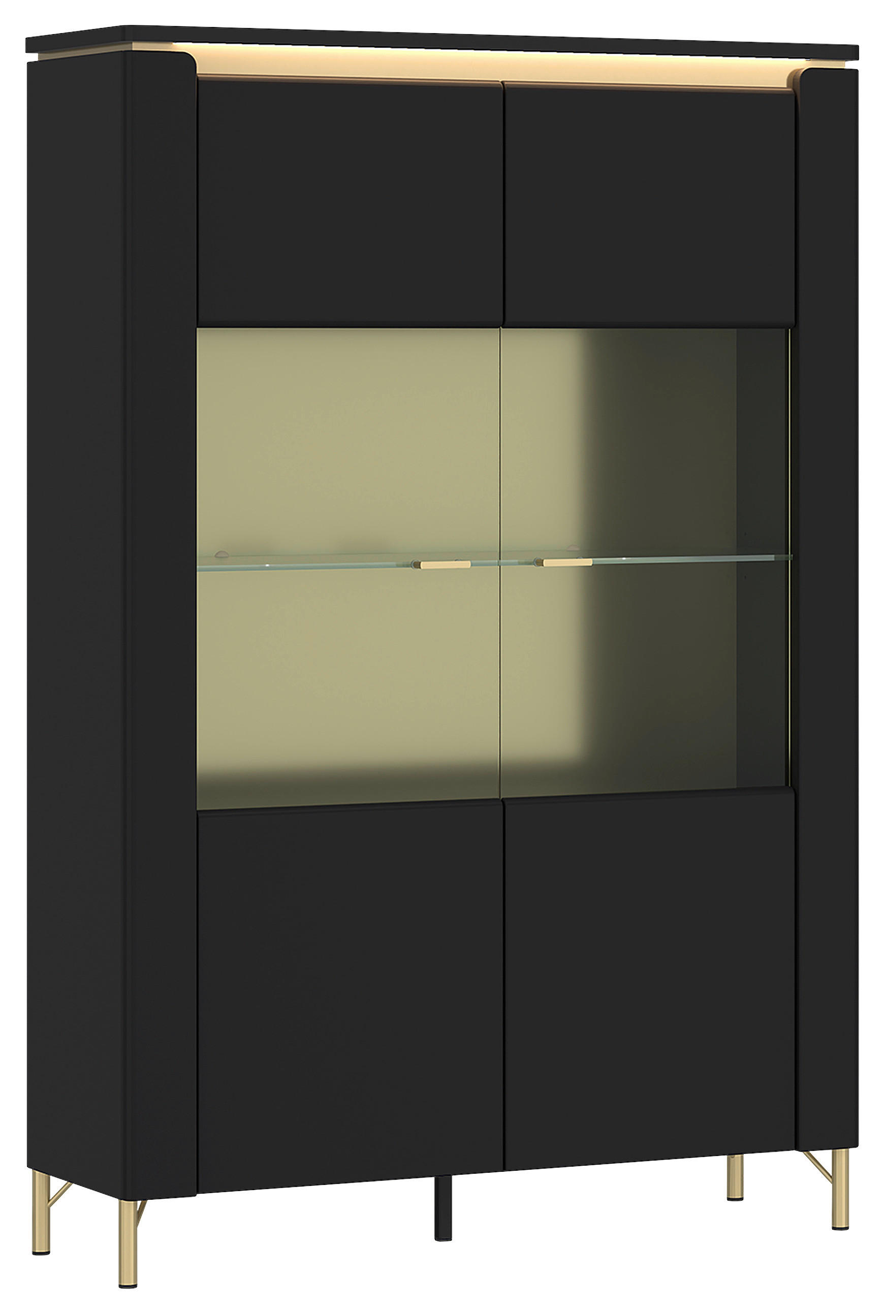 Vitrine Norica Schwarz/goldfarben B: 110,4 Cm