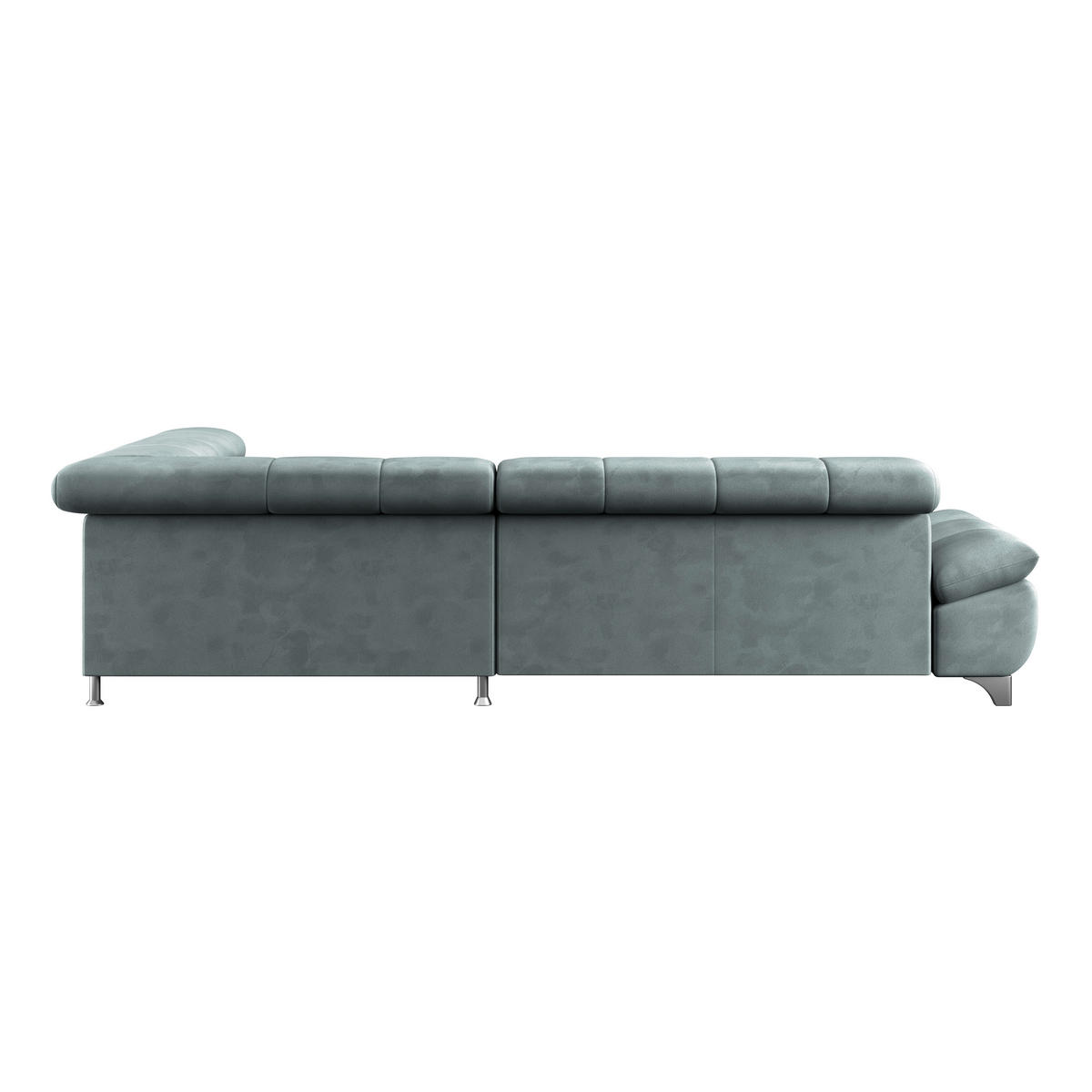 ECKSOFA Graublau Chenille  - Chromfarben/Graublau, KONVENTIONELL, Textil/Metall (312/234cm) - Livetastic
