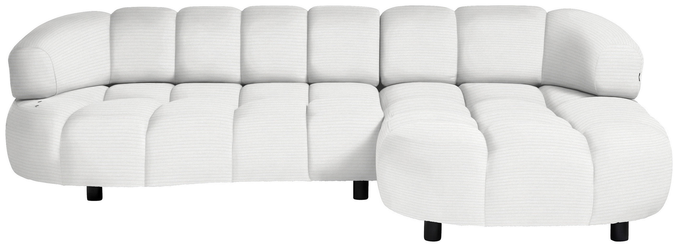 ECKSOFA in Cord, Velours Ecru  284/183 cm  - Ecru/Schwarz, Design, Holz/Textil (284/183cm) - Welnova