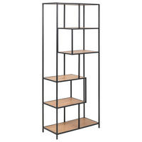 HYLLA i 77/185/35 cm svart, ekfärgad  - svart/ekfärgad, Modern, metall/trämaterial (77/185/35cm) - Best Price