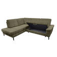 ECKSOFA Olivgrün Velours Bettkasten, Sitzvorzug  - Schwarz/Olivgrün, KONVENTIONELL, Textil/Metall (206/253cm) - Venda