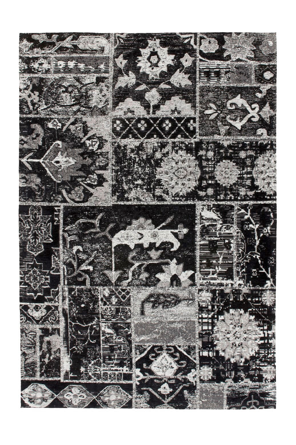 VINTAGE-TEPPICH  Wohnzimmer 80/150 cm Grau, Schwarz rechteckig  - Schwarz/Grau, Basics, Textil (80/150cm) - Kayoom
