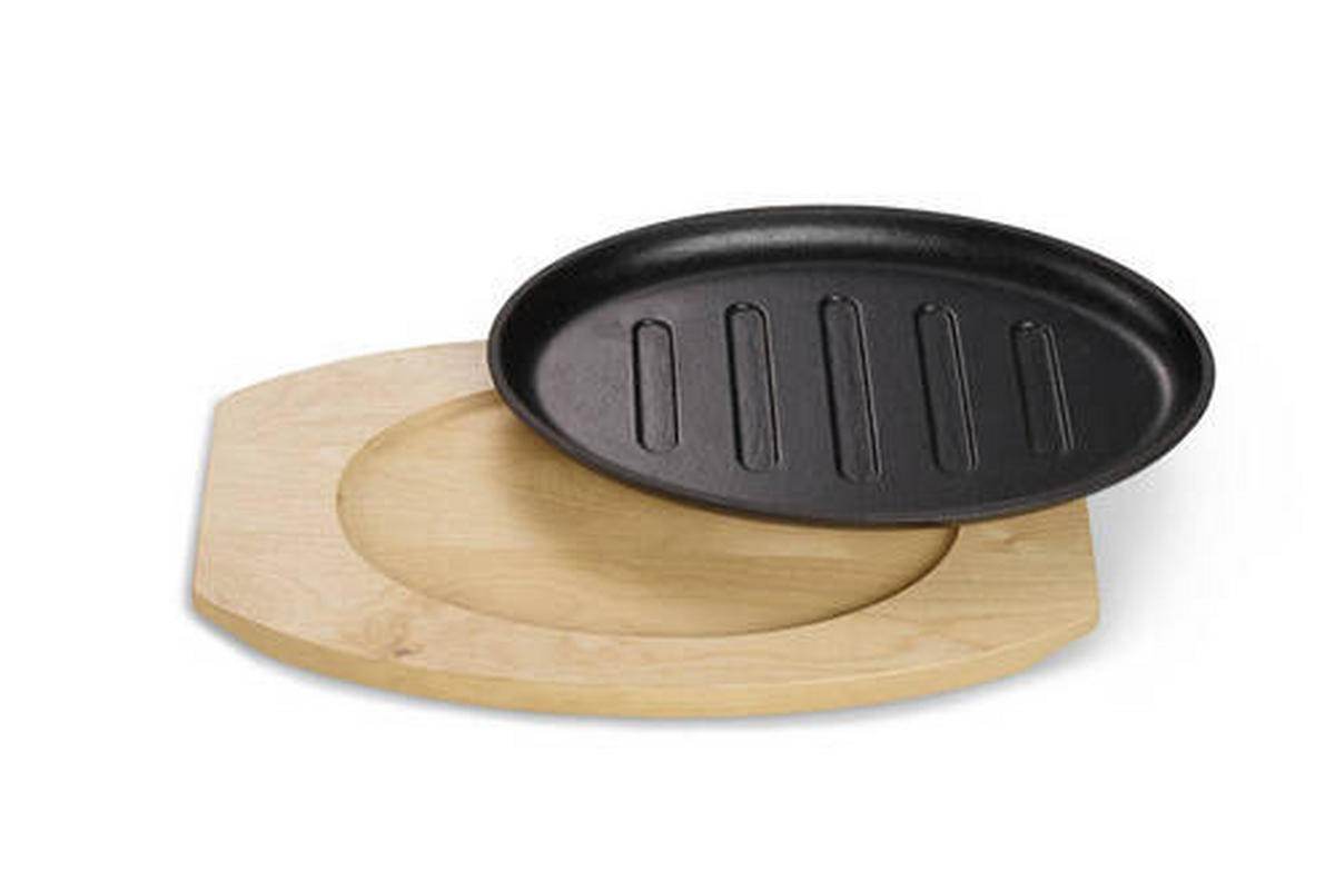 SERVIERPFANNE Emaille  - Schwarz/Braun, Basics, Holz/Metall (28/2/18cm) - Echtwerk