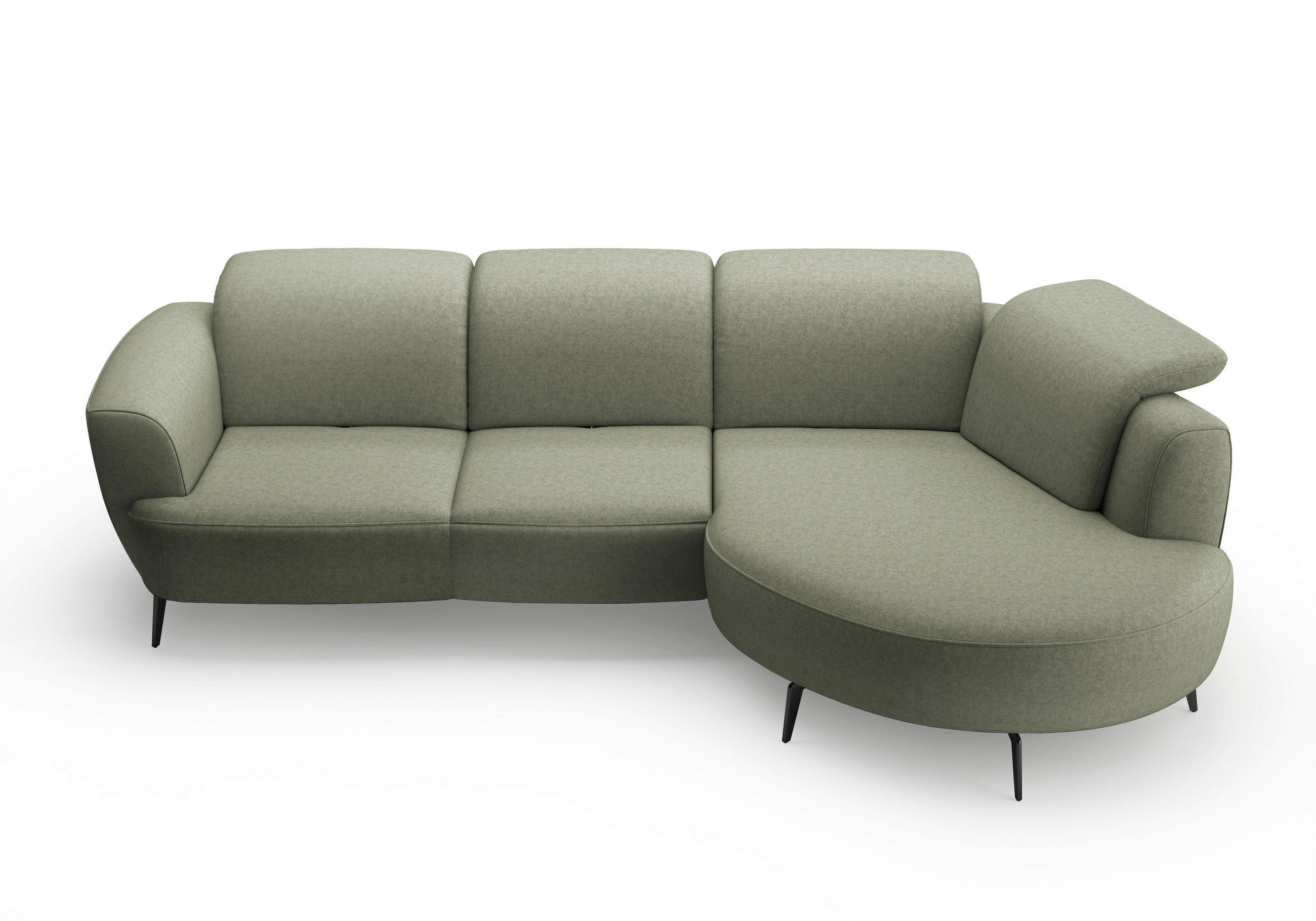 ECKSOFA in Flachgewebe Olivgrün 309/199 cm - Schwarz/Olivgrün, KONVENTIONELL, Textil/Metall (309/199cm) - Sit & More