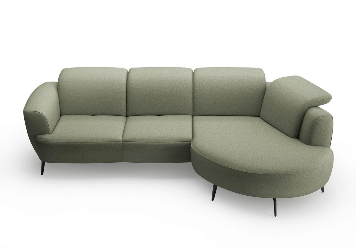 ECKSOFA in Flachgewebe Olivgrün  309/199 cm  - Schwarz/Olivgrün, KONVENTIONELL, Textil/Metall (309/199cm) - Sit & More