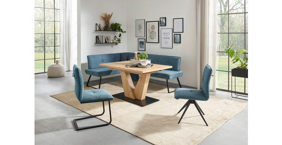 ECKBANK 134/227 cm in Blau, Schwarz - Blau/Schwarz, Design, Textil/Metall (134/227cm) - Dieter Knoll