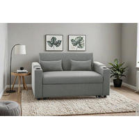 SCHLAFSOFA in Leinenoptik Dunkelgrau  - Dunkelgrau/Schwarz, Basics, Kunststoff/Textil (150/91/85cm) - P & B