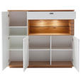 HIGHBOARD Weiß, Wildeiche  150/133/37 cm  - Wildeiche/Anthrazit, Design, Glas/Holz (150/133/37cm) - Novel