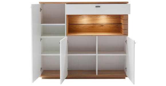 HIGHBOARD Weiß, Wildeiche 150/133/37 cm - Wildeiche/Anthrazit, Design, Glas/Holz (150/133/37cm) - Novel