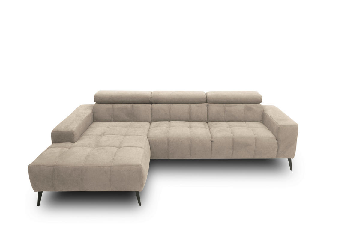 ECKSOFA TRENTO Taupe Mikrofaser  - Taupe/Dunkelgrau, MODERN, Textil/Metall (287/175cm) - MID.YOU