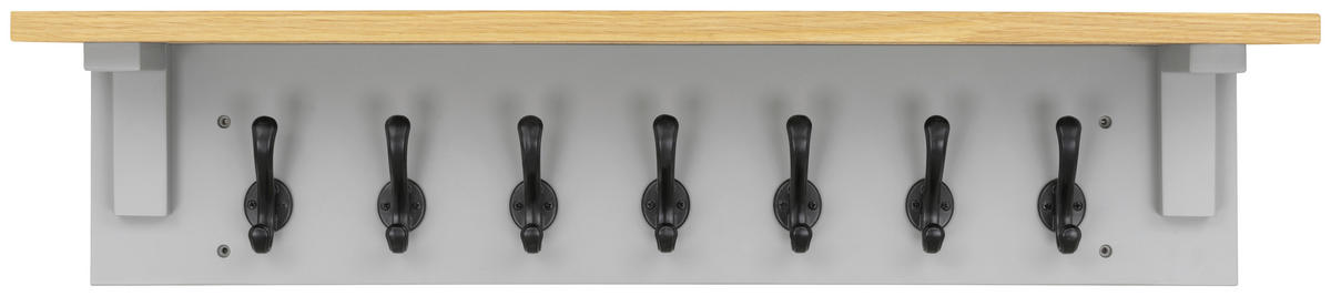 CUIER DE PERETE CU CÂRLIGE - culoare natur/gri, Lifestyle, lemn/metal (90/20/20cm) - MID.YOU
