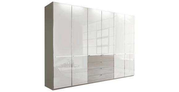 KLEIDERSCHRANK  in Grau, Weiß  - Chromfarben/Weiß, Design, Glas/Holzwerkstoff (300/216/58cm) - Novel