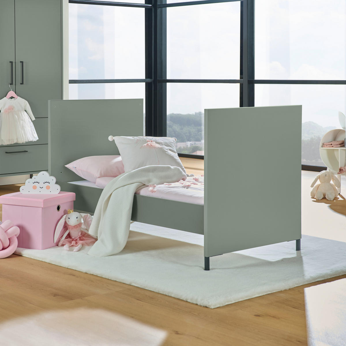 KREVETAC  MIA  - zelena/antracit, Osnovno, drvo/pločasti materijal (70/140cm) - Jimmylee