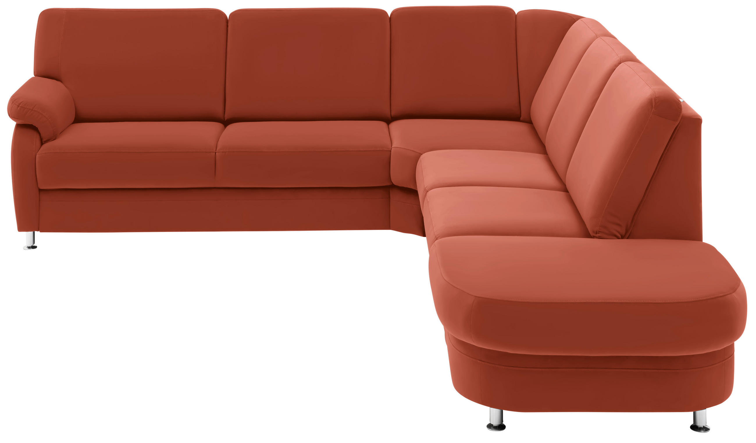 ECKSOFA in Flachgewebe Terracotta  - Terracotta/Alufarben, Konventionell, Textil/Metall (269/287cm) - Beldomo System