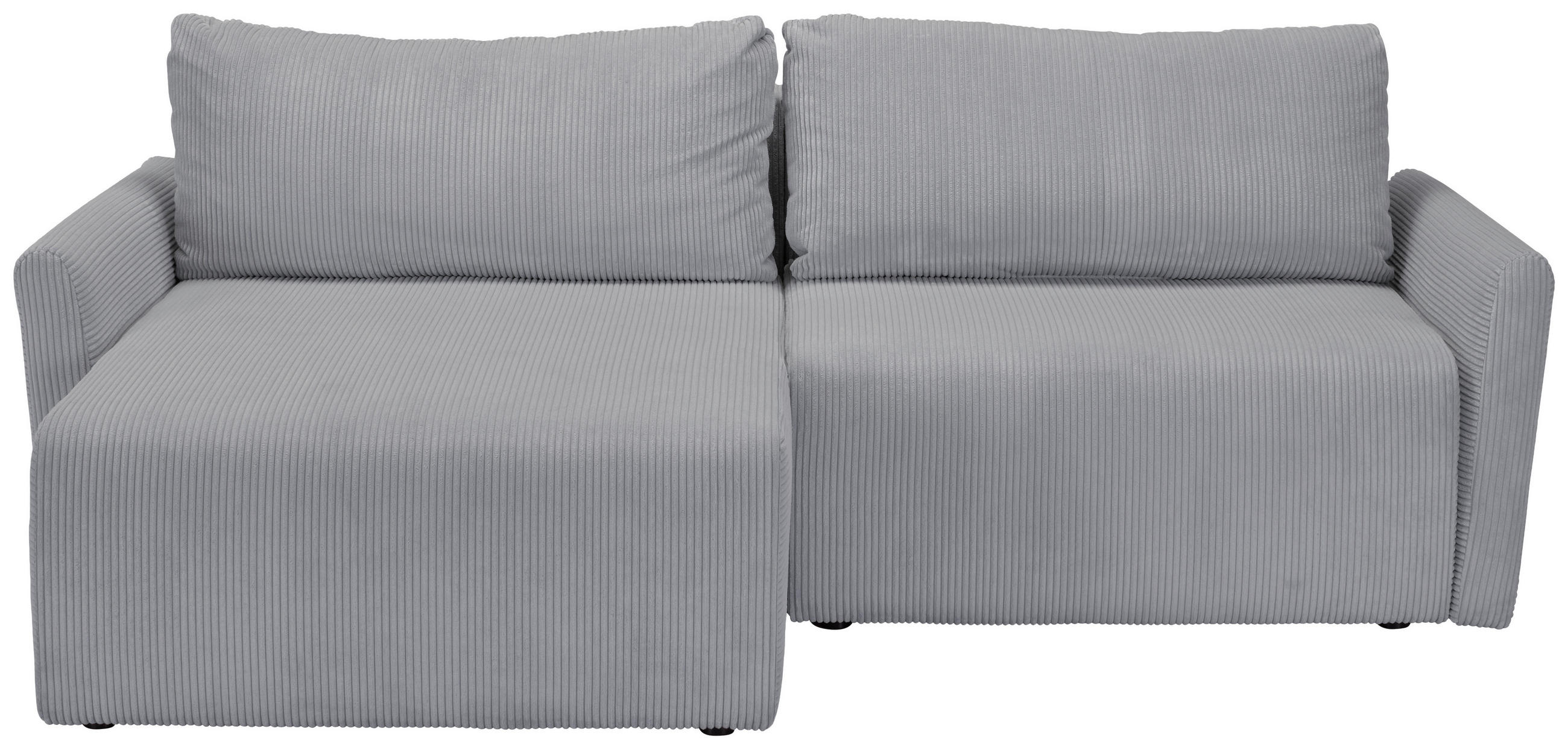 ECKSOFA in Cord Hellgrau  - Hellgrau/Schwarz, Konventionell, Kunststoff/Textil (228/146cm) - MID.YOU
