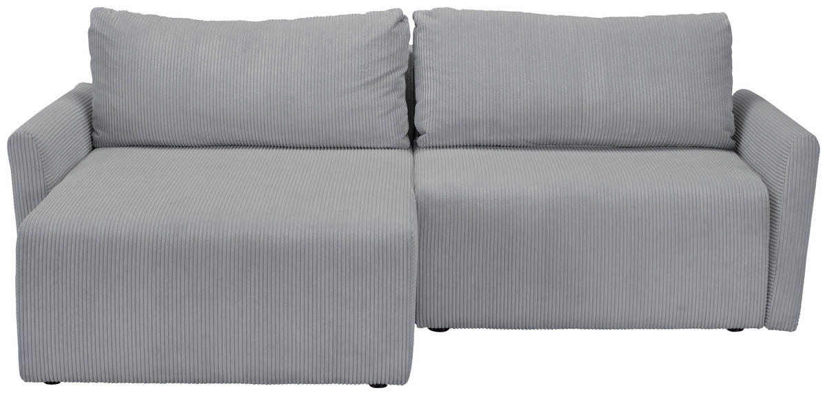 ECKSOFA in Cord Hellgrau  - Hellgrau/Schwarz, Konventionell, Kunststoff/Textil (228/146cm) - MID.YOU