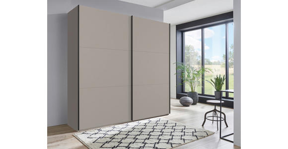 SCHWEBETÜRENSCHRANK in Sahara - Schwarz/Sahara, KONVENTIONELL, Holzwerkstoff/Metall (250/236/65cm) - Hom`in