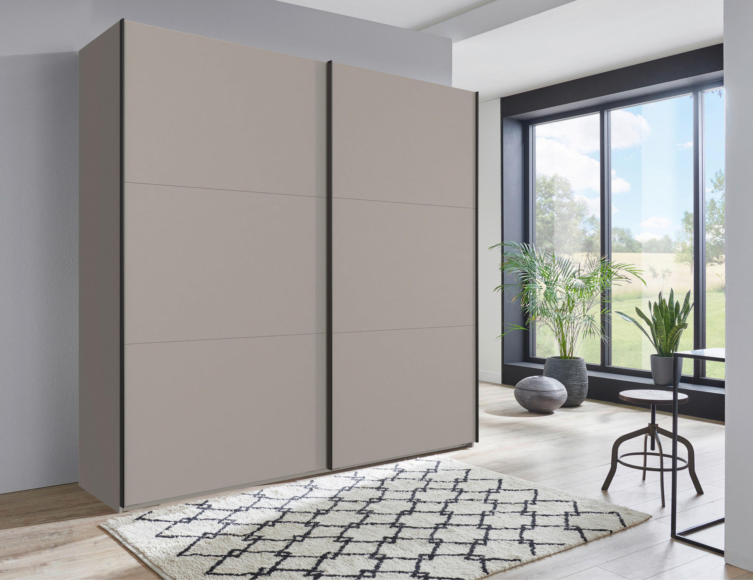 SCHWEBETÜRENSCHRANK in Sahara  - Schwarz/Sahara, Konventionell, Holzwerkstoff/Metall (250/236/65cm) - Hom`in