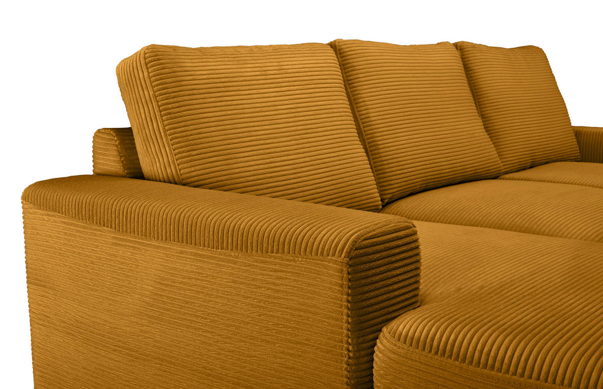 ECKSOFA Currygelb Cord  - Currygelb/Schwarz, KONVENTIONELL, Textil/Metall (150/240cm) - Carryhome
