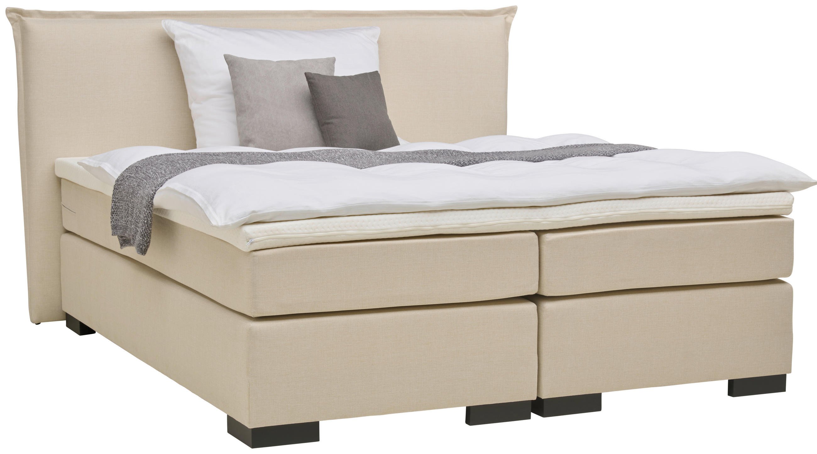 BOXSPRINGOVÁ POSTEĽ, 180/200 cm, béžová - čierna/béžová, Modern, kartón/drevo (180/200cm) - MID.YOU